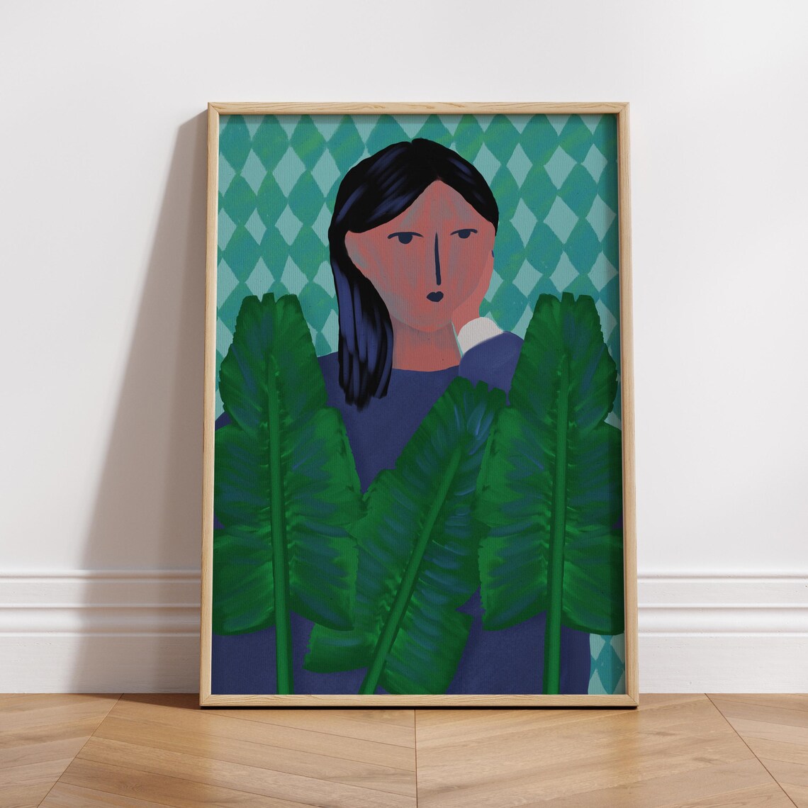 A Girl Behind The Leaves Modern Poster - Image 2