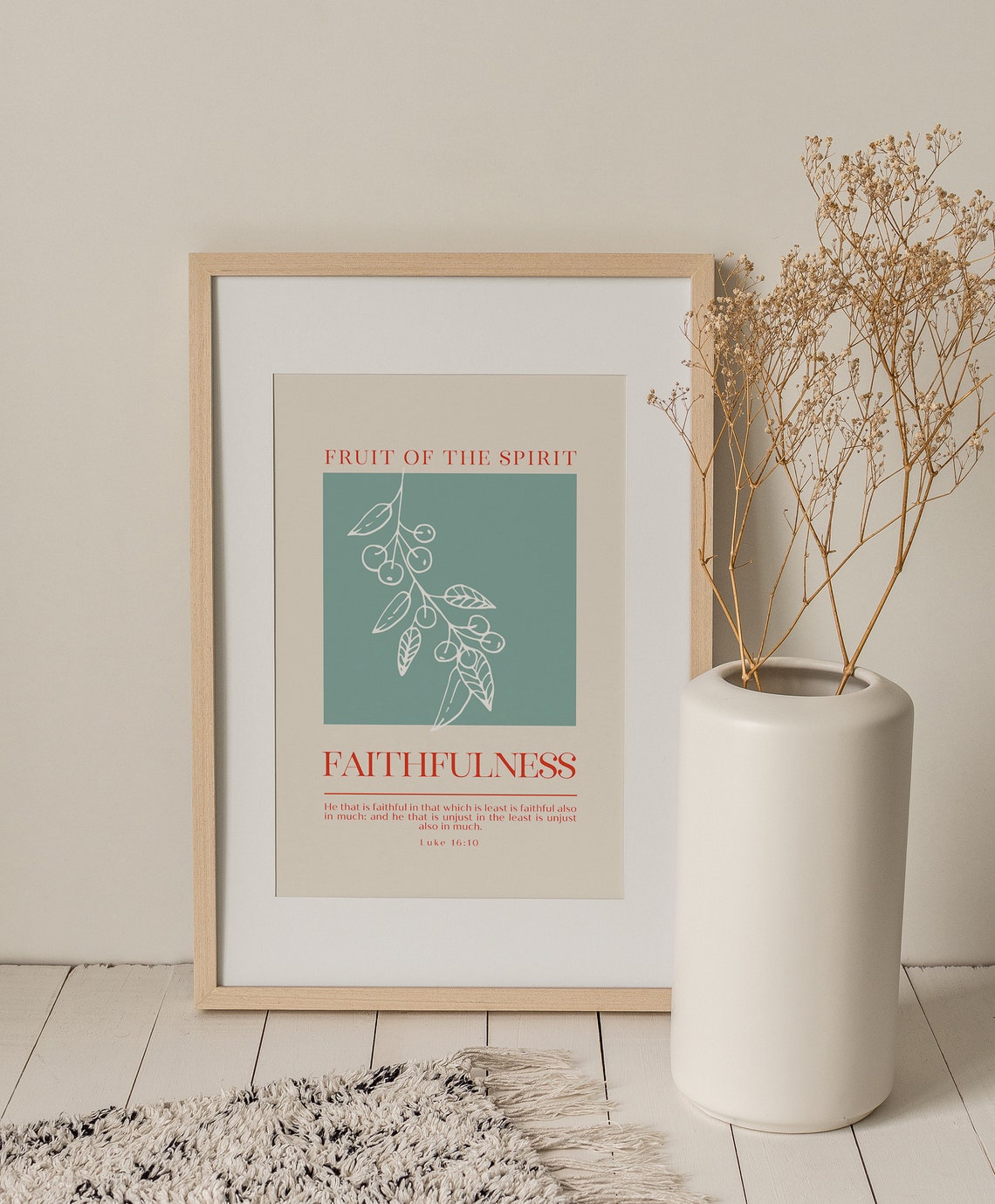 Fruit of the Spirit Faithfulness Luke 16:10 Botanical Art Print - Image 2