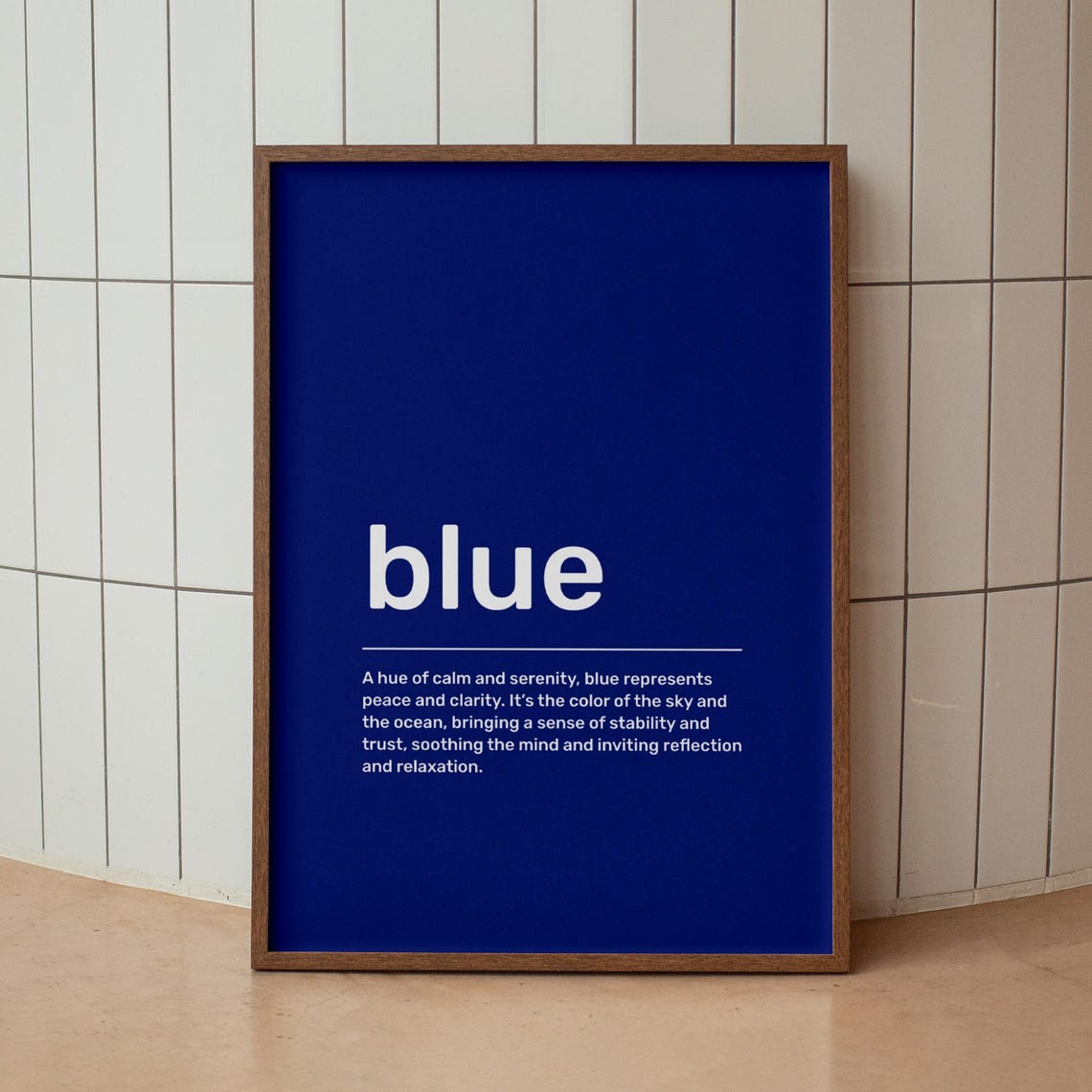 Blue Calm Serenity Peace Dictionary Meaning Typography Poster - Image 3