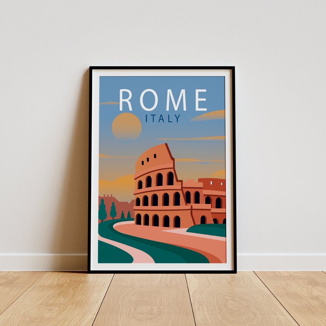 Rome Italy Sunset Travel Poster Featuring the Colosseum Ruins - Image 2