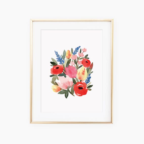 Warm Summer Watercolor Floral Art Print