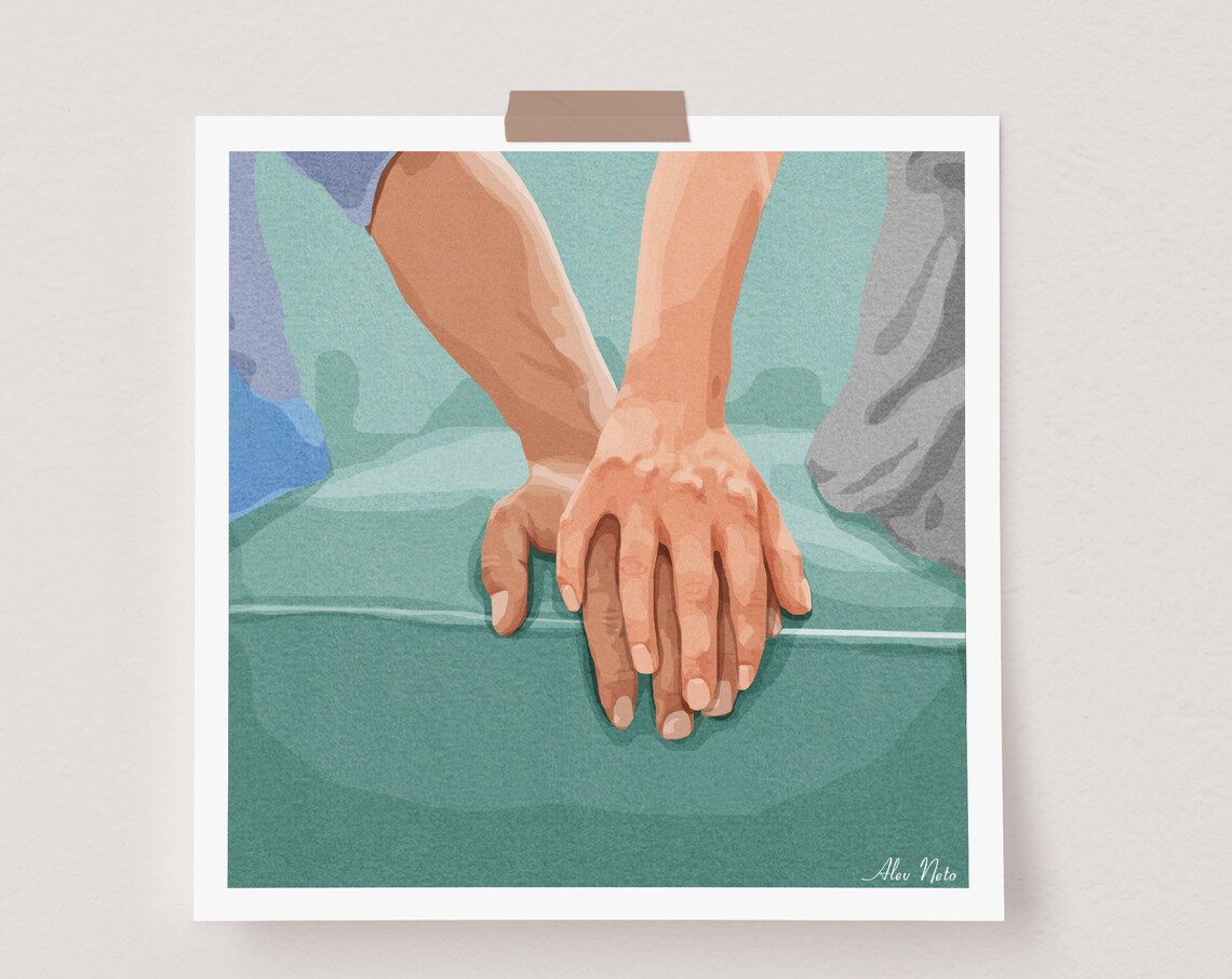 Touch Hands - Minimalist Line Art Print