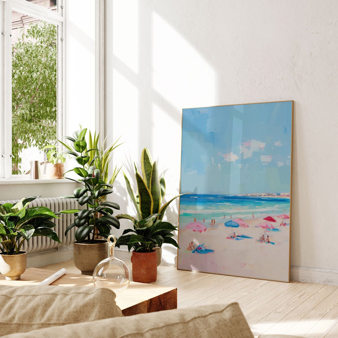 Tiny People In Beach Art Print, Minimalist Poster - Image 2