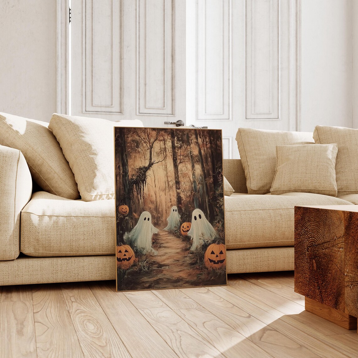 Moody Ghosts in a Forest, Vintage Autumn Print - Image 3