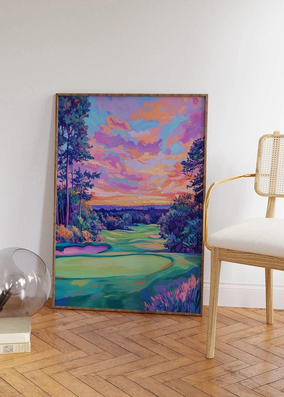 Golf Course Abstract Coastal Poster Print