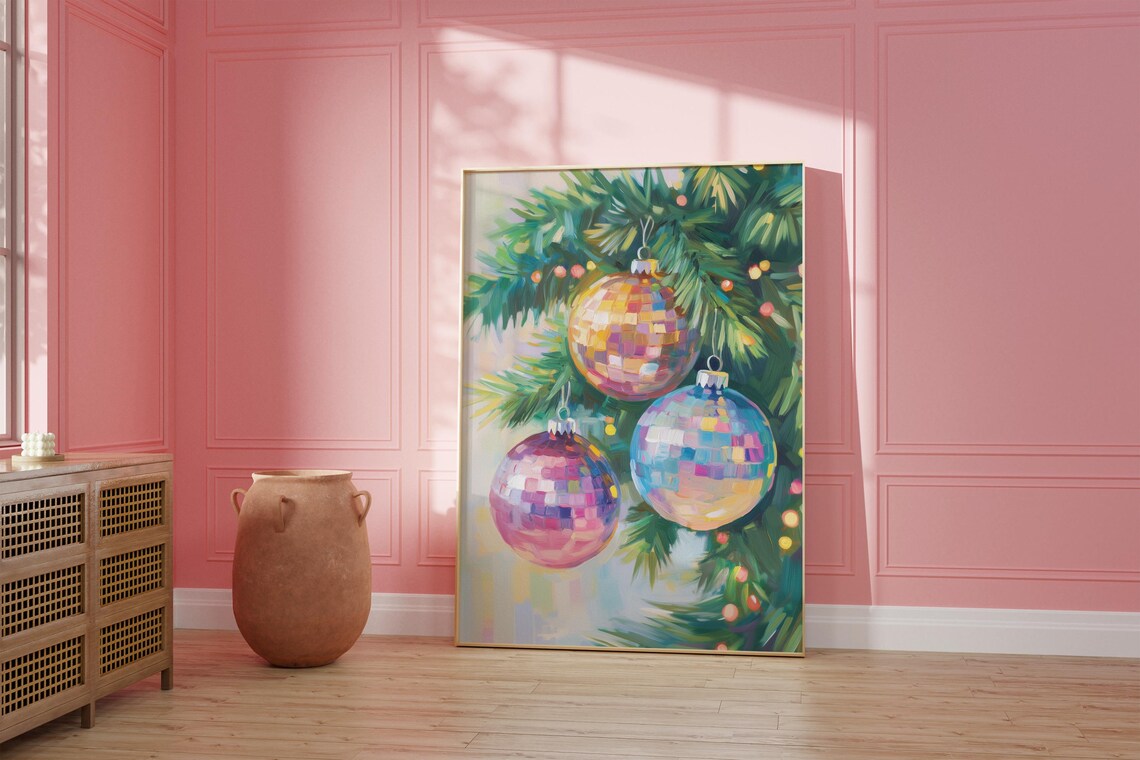Disco Ball Christmas Ornaments Art Print - Image 5