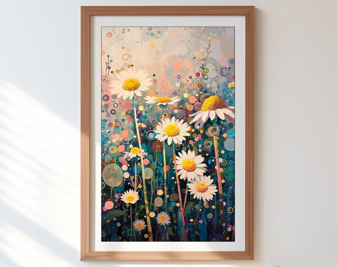 Daisy Springtime Floral Print, Farmhouse Flowers