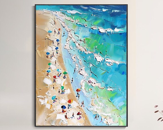 Beach Rhapsody Knife Painting, Summer Seascape Art Print