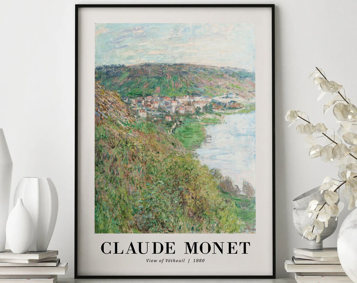 Claude Monet View Of Vetheuil 1880 Seine River Village Impressionist Art Poster