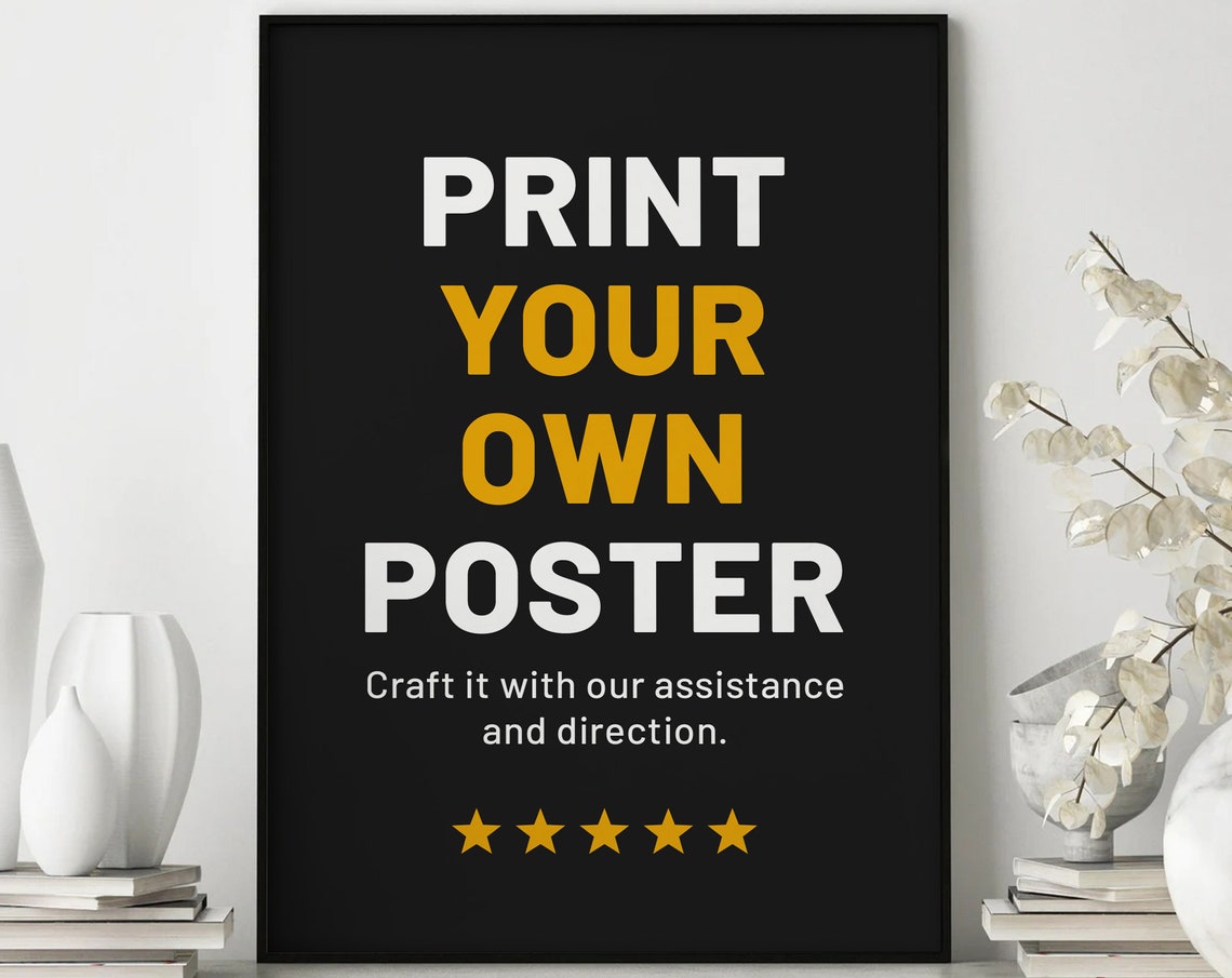 Make Your Own Custom Poster Black Yellow Bold Typography Studio Decor