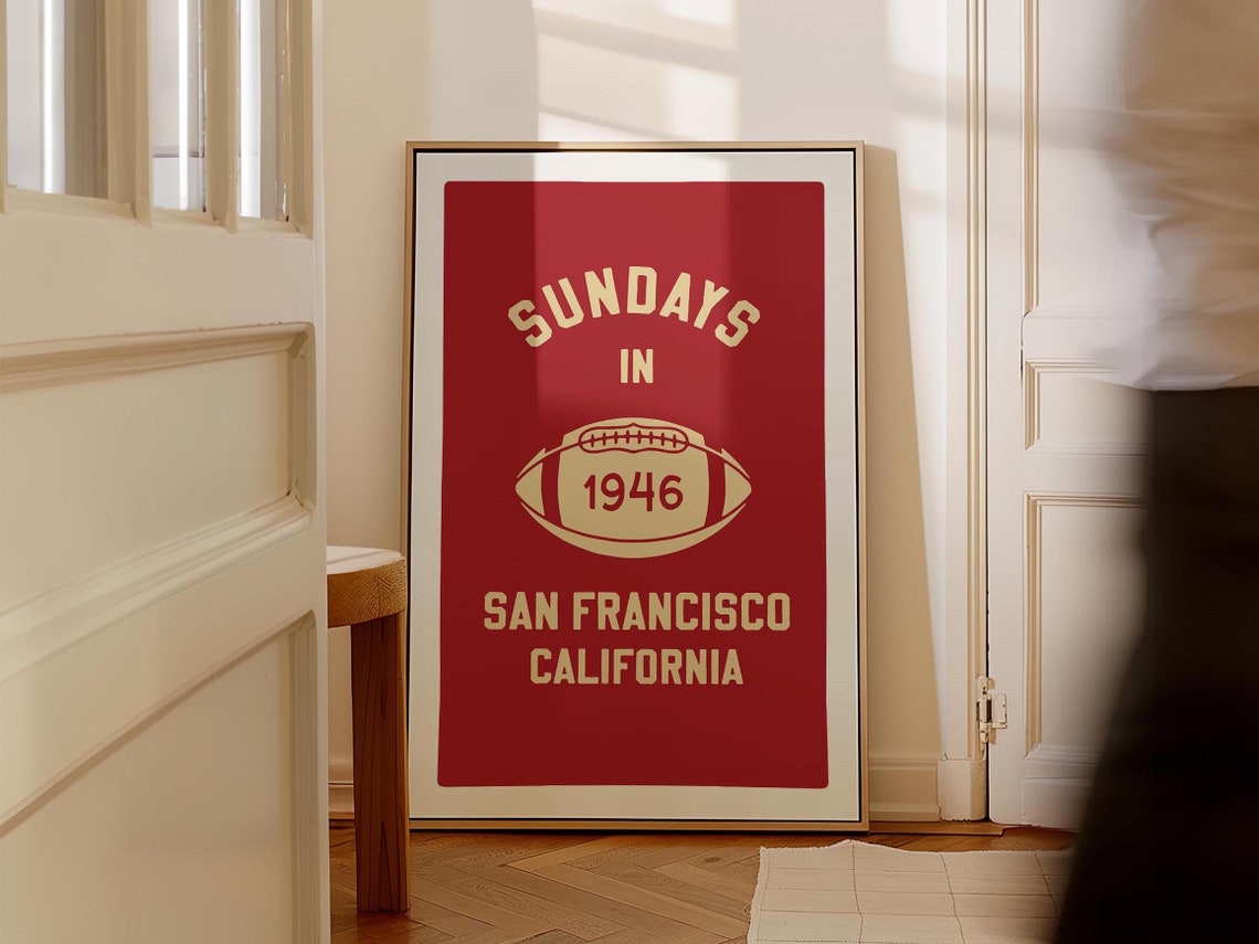 Retro San Francisco Sports Print San Francisco Art Sports Team Football Wall Decor Travel California Wall Art Gift For Traveler Ca