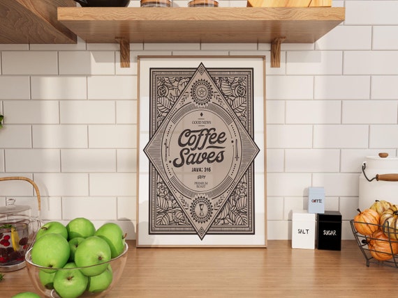 Funny Kitchen Decor Kitchen Wall Art Kitchen Print Coffee Bar Poster Vintage Style Coffee Print Humor Premium Roast Amusing Gift For Friend