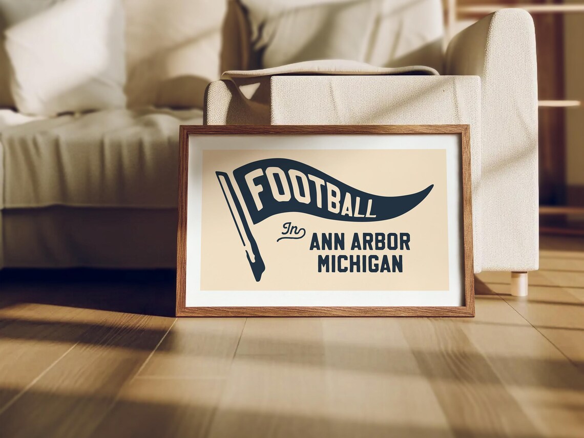 Retro Michigan Football Art Print, Ann Arbor - Image 2