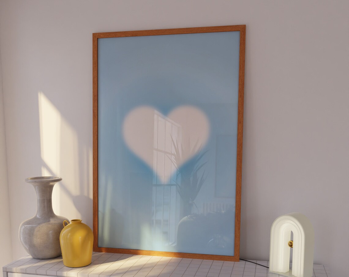 Blue Aura Heart Gradient Spiritual Trendy Minimal Dreamy Room Poster - Image 5