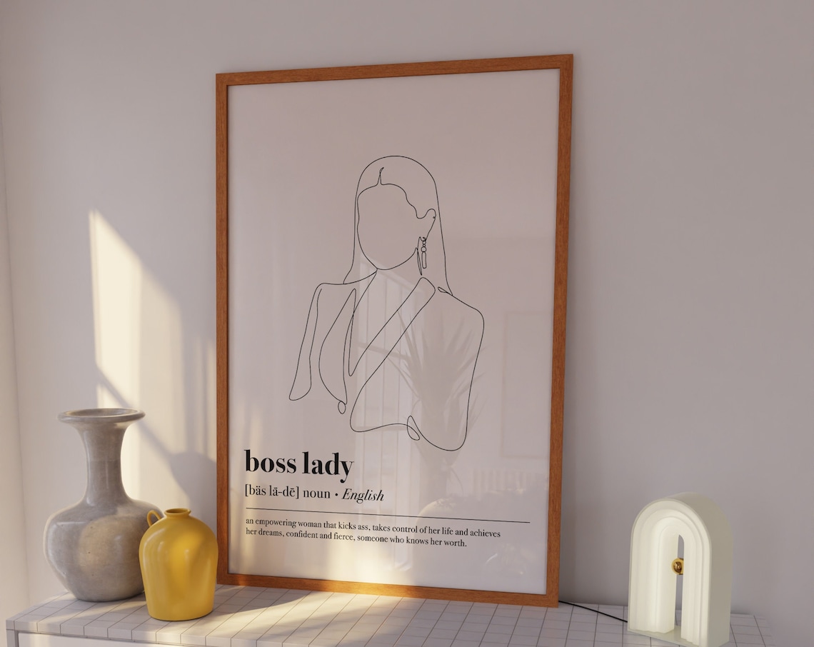 Boss Lady Dictionary Definition Line Art Empowering Women Poster