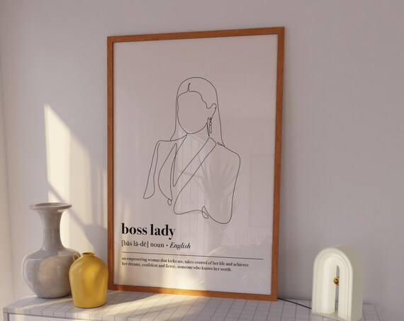 Boss Lady Dictionary Definition Line Art Empowering Women Poster