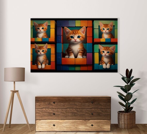 Orange Kitty Cat Collage Poster Of 1 Image Home Artwork Cute Kitten Illustration Cats Lovers Decor