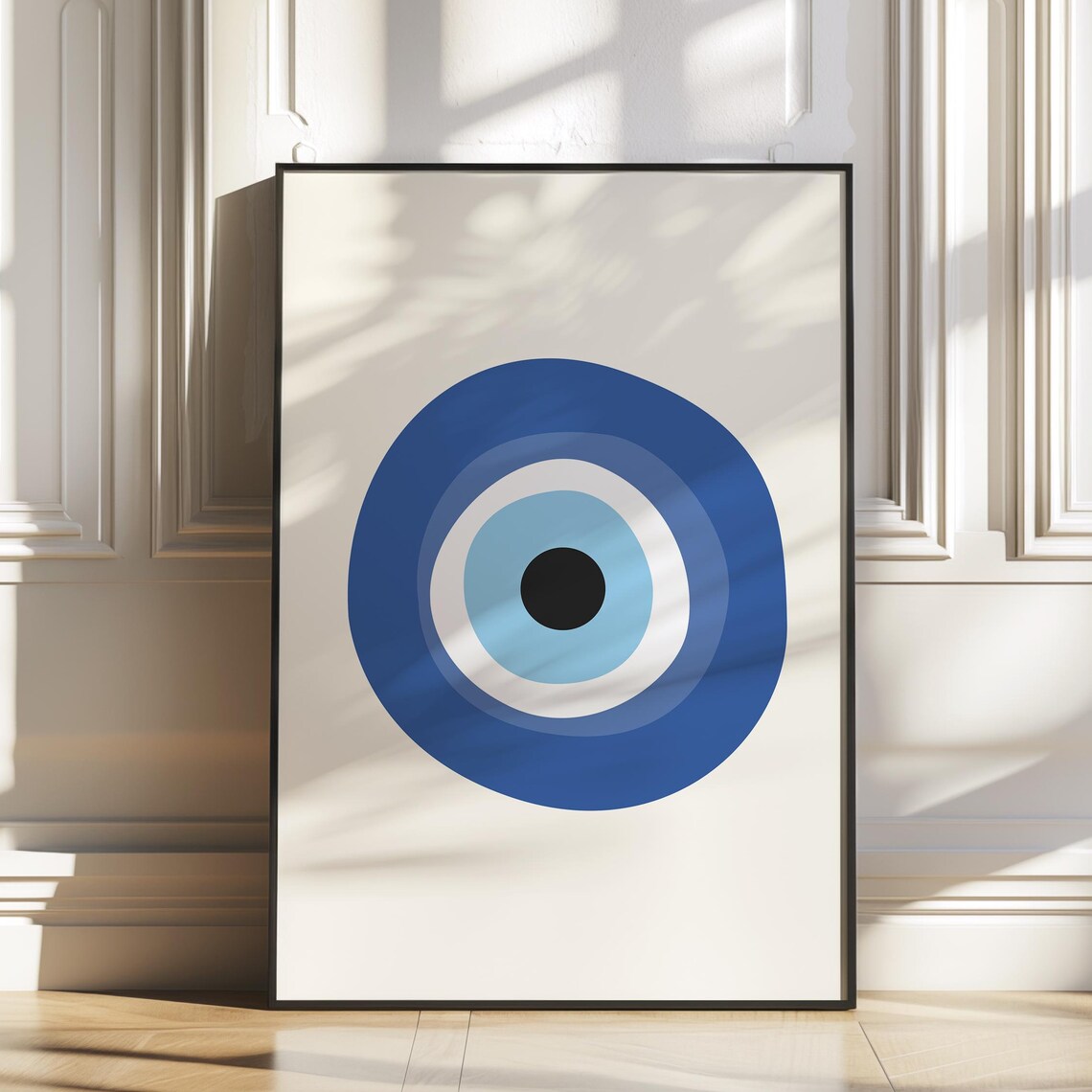 Evil Eye Print, Blue Minimalist Art Poster