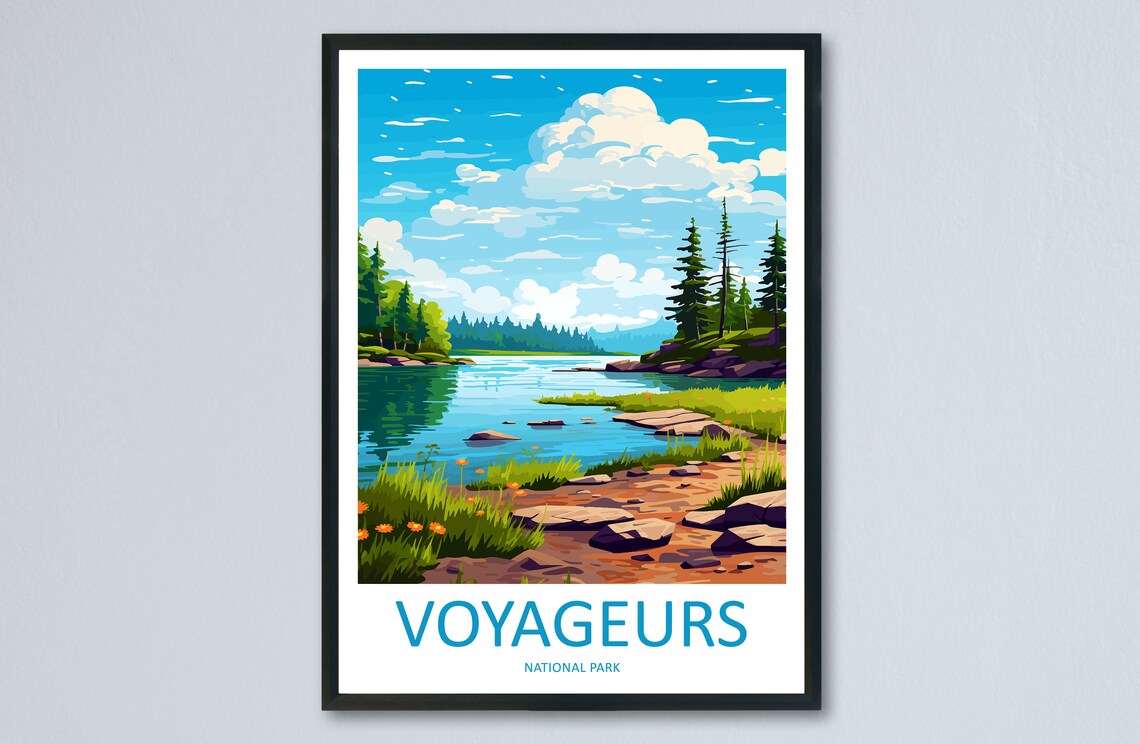 Voyageurs National Park Pine Lake Canoe Minnesota Travel Poster