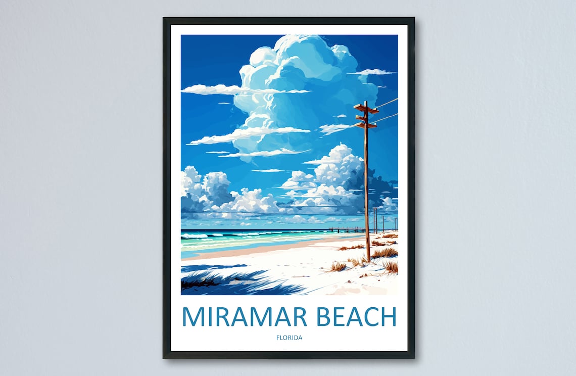 Miramar Beach Travel Poster, Florida Wall Art