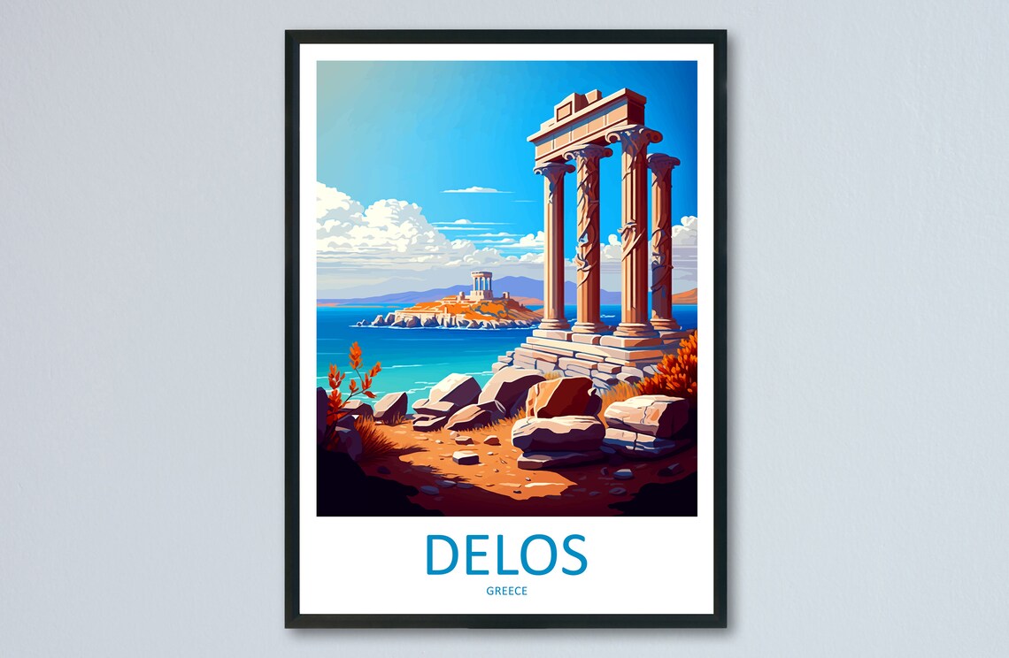 Delos Greece Travel Poster, Europe Wall Art