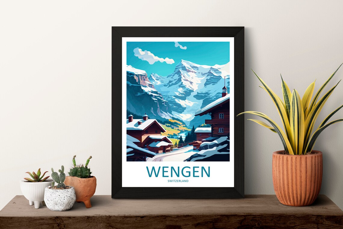 Wengen Travel Poster, Switzerland Wall Decor - Image 3