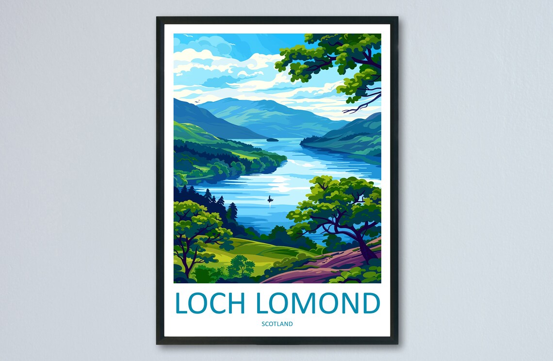 Loch Lomond Travel Poster, National Park Wall Art