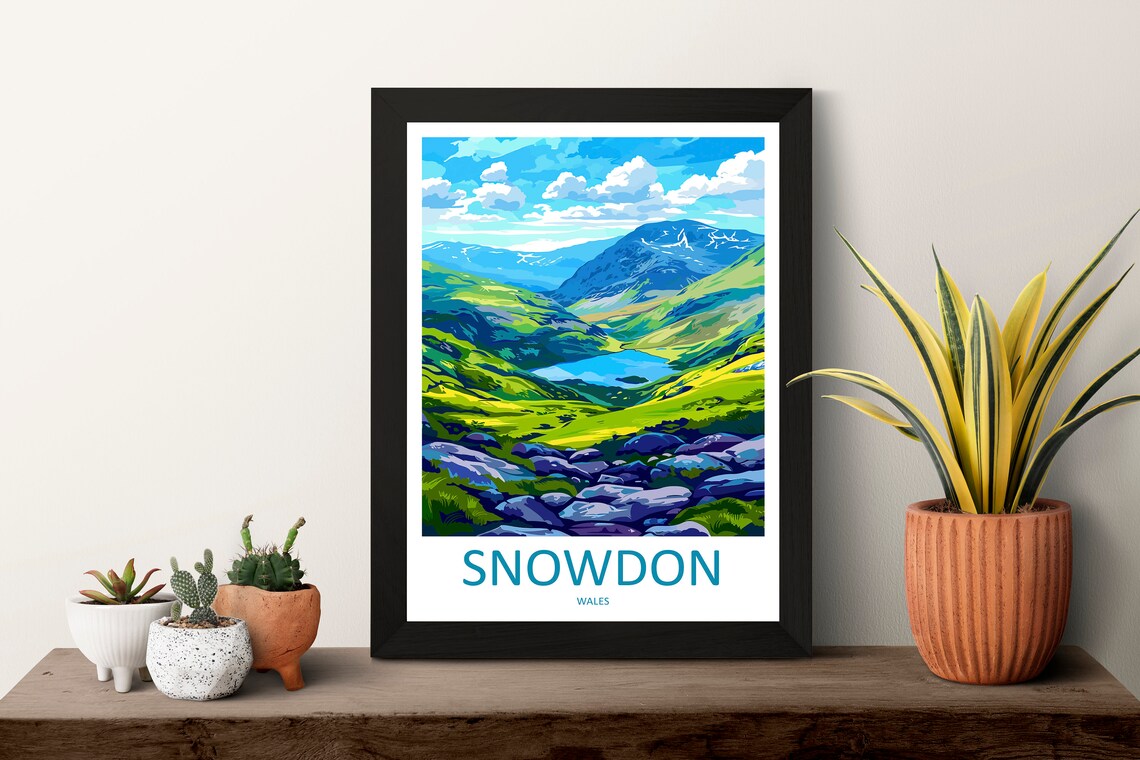 Snowdonia Travel Poster, Wales Landscape Art - Image 3