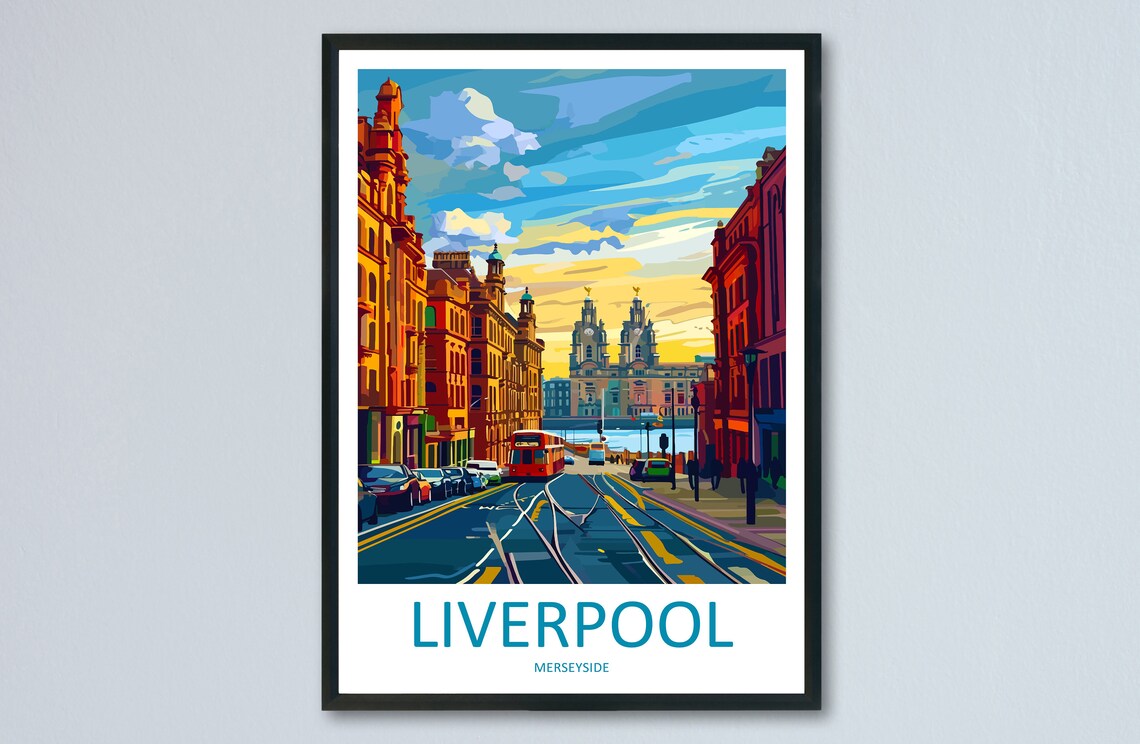 Liverpool Travel Poster, England Wall Decor Gift