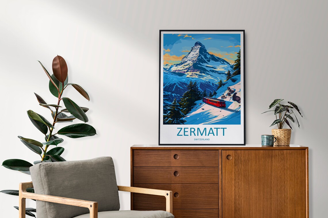 Zermatt Travel Print, Skiing Destination Art - Image 2