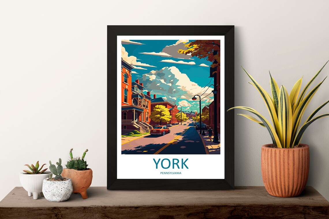 York Pennsylvania Historic Brick Street Summer Day Travel Poster - Image 3