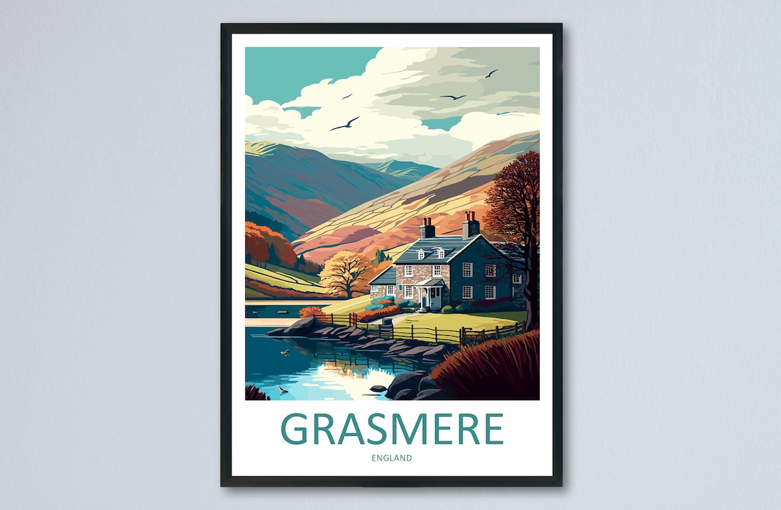 Grasmere Travel Poster, England Place Print