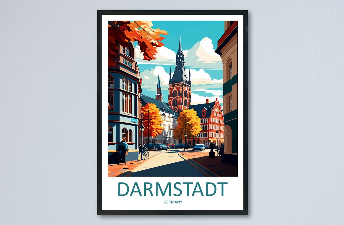 Darmstadt Travel Print Wall Art Darmstadt Wall Hanging Home Dcor Darmstadt Gift Art Lovers Germany Art Lover Gift Darmstadt Art Travel Gift