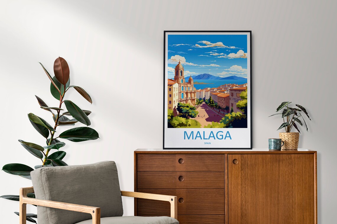 Malaga Travel Print Wall Art Spain Travel Poster - Image 2