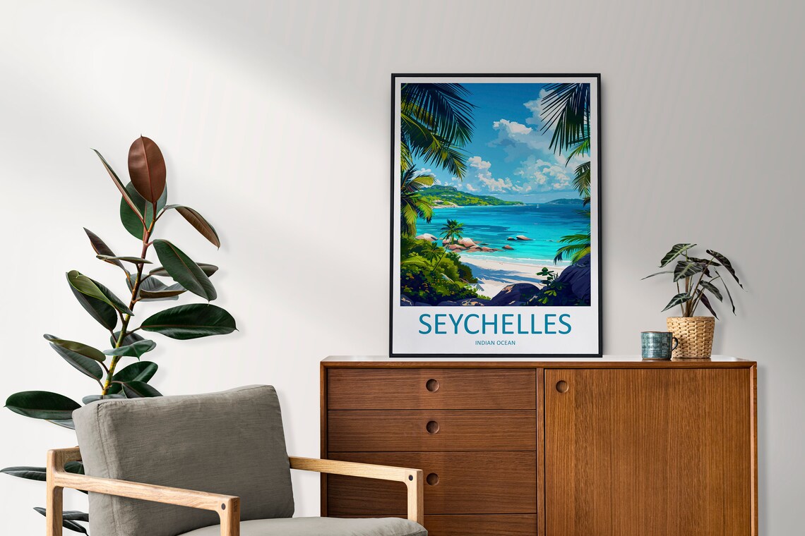 Seychelles Travel Poster, Indian Ocean Wall Art - Image 2