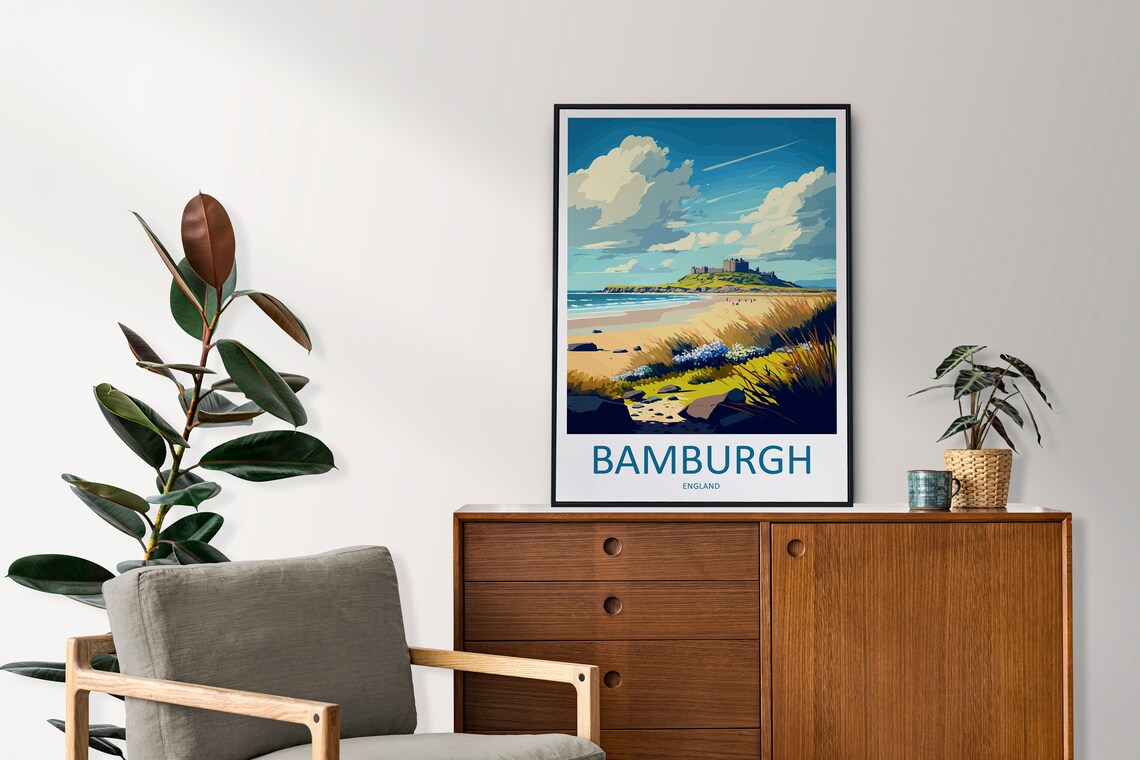 Bamburgh Castle Travel Poster, England Art Print - Image 2