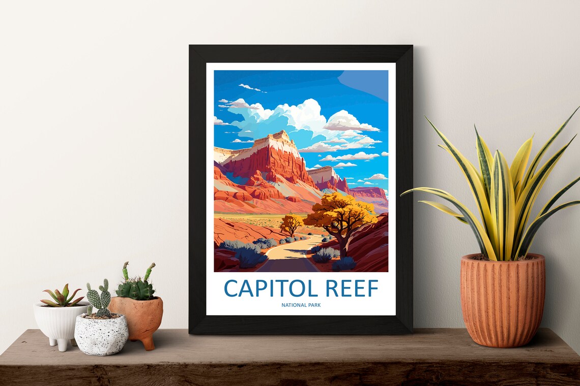 Capitol Reef National Park Utah Red Rock Vintage Travel Poster - Image 3