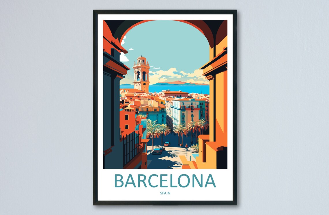 Barcelona Travel Poster, Spain Home Decor