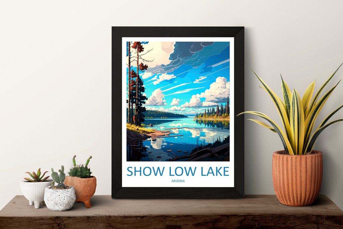 Show Low Lake Arizona Pine Forest Lakeside Morning Reflection Poster - Image 3