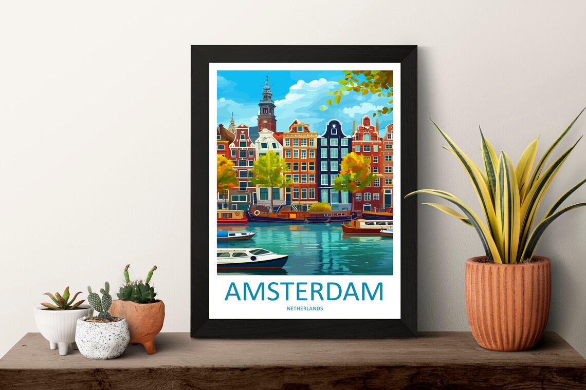 Amsterdam Travel Poster, Netherlands Wall Art - Image 3