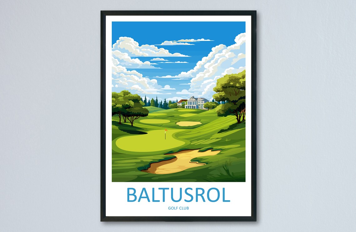 Baltusrol Golf Club Sunny Fairway Illustrated Golf Travel Poster