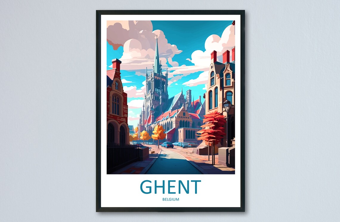 Ghent Travel Poster, Belgium Wall Art Print
