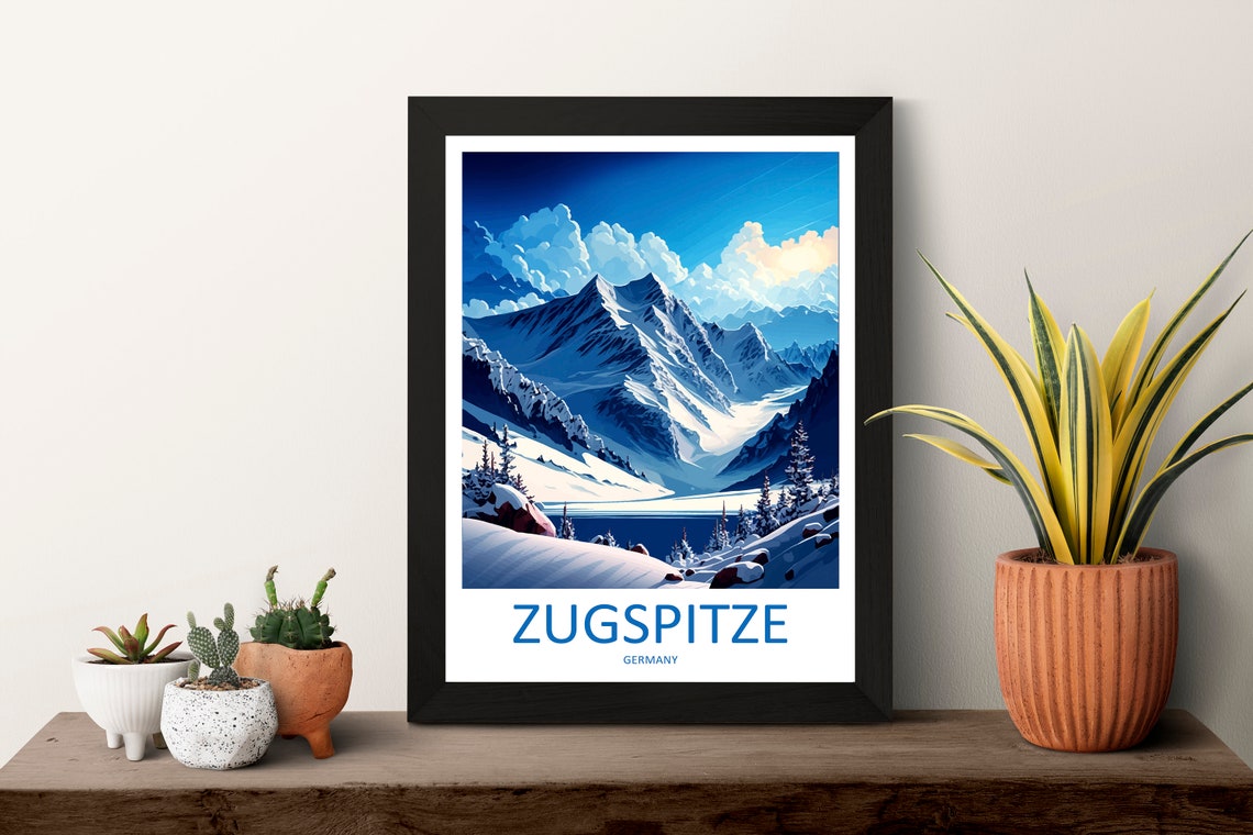 Zugspitze Germany Snowy Alpine Peak Winter Vintage Travel Poster - Image 3