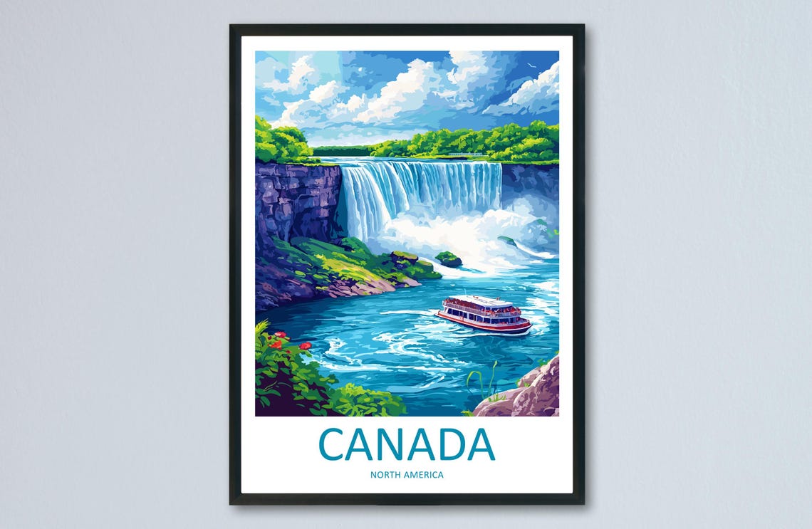 Canada Niagara Falls Tour Boat Scenic Waterfall Travel Poster