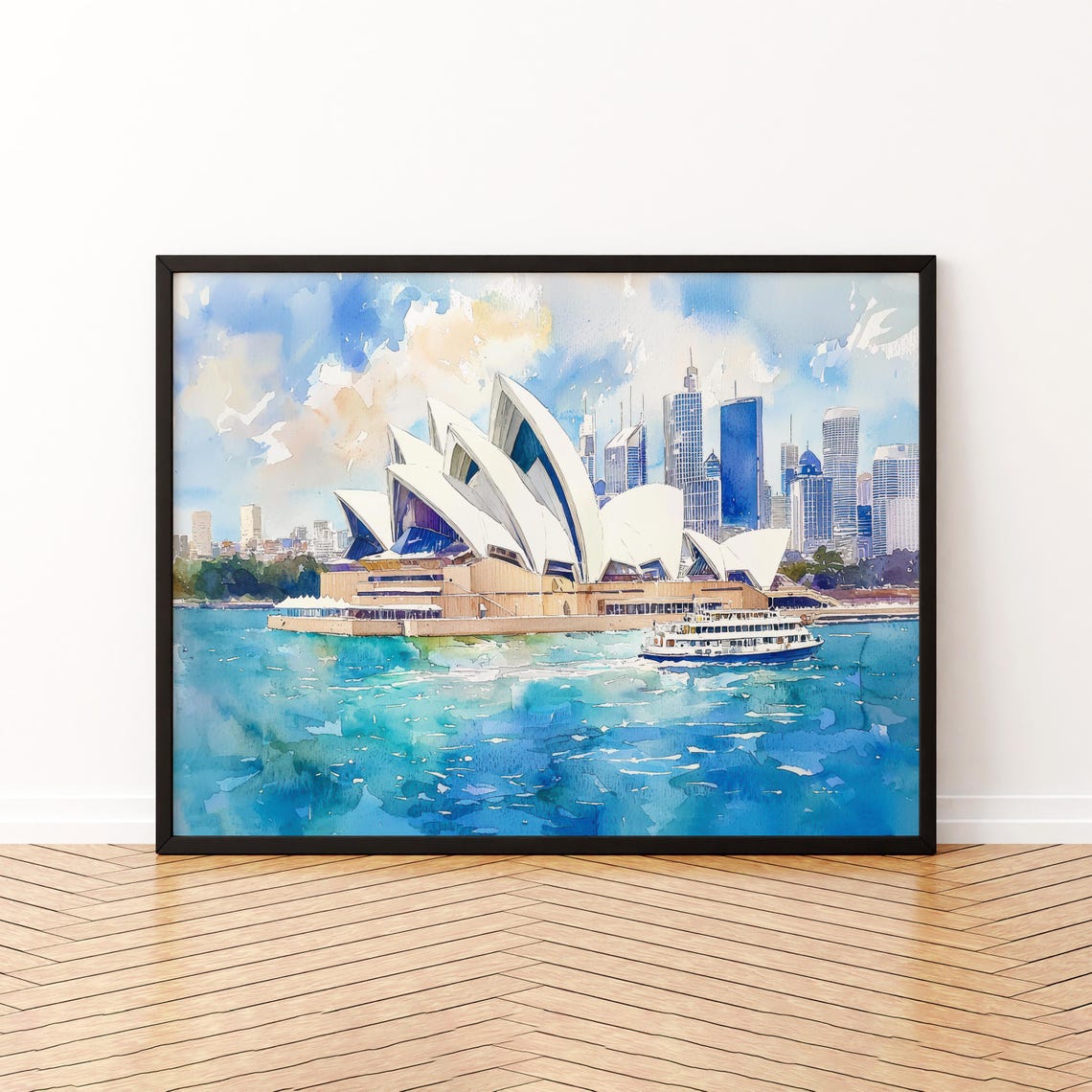 Sydney Watercolor Poster Cityscape Wall Art Hanging Home Dcor Gift Lovers Australia