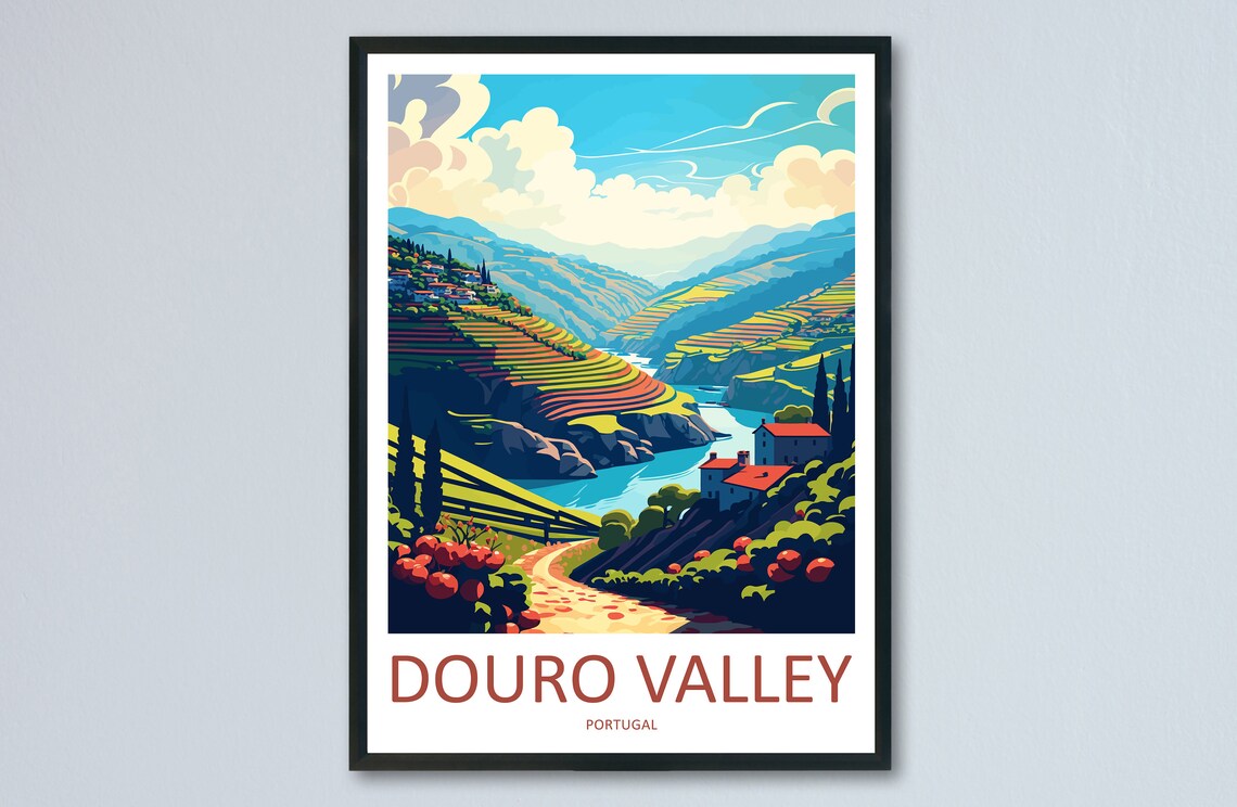 Douro Valley Travel Poster, Portugal Landscape
