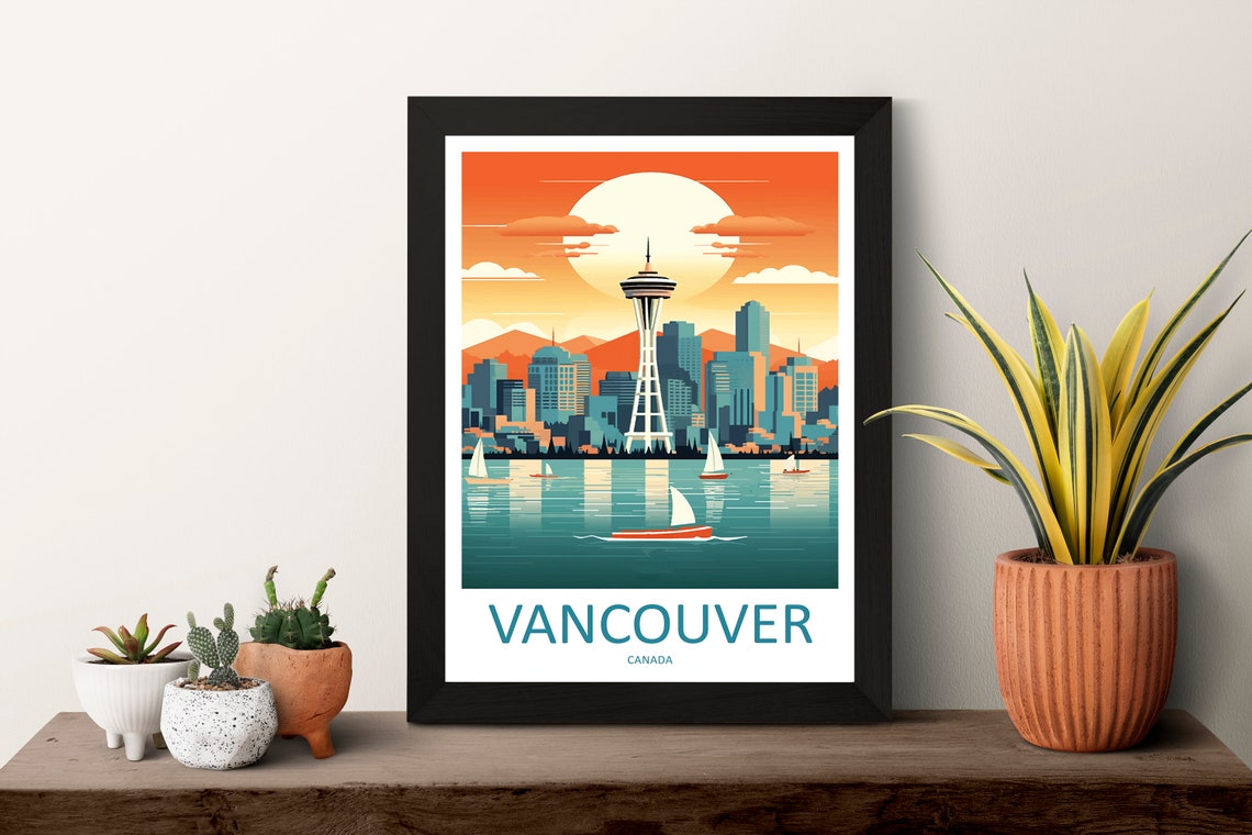 Vancouver Canada Waterfront Poster with Sunset Harbor and Sailboats - Image 3