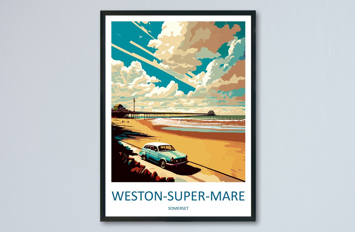Western Super Mare Travel Poster, England Place Print