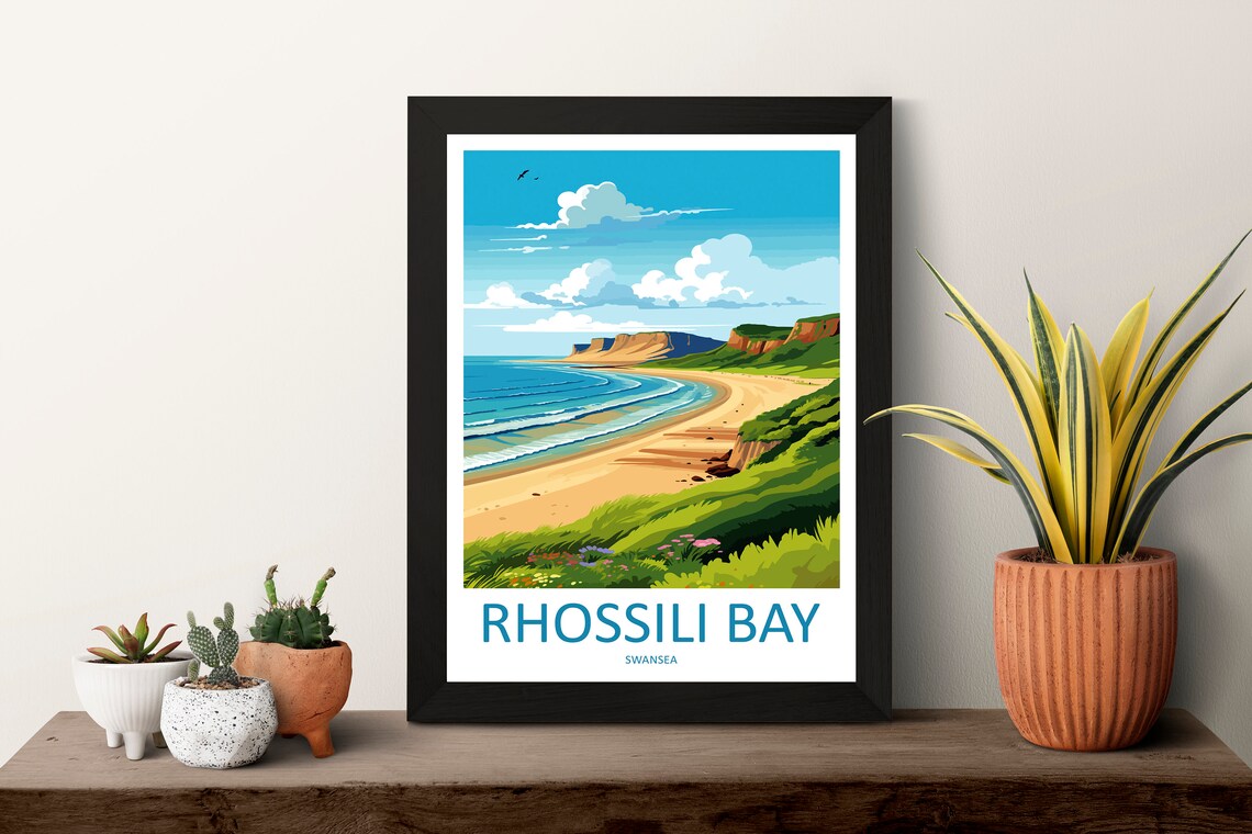 Rhossili Bay Travel Poster, Swansea Wall Art - Image 3