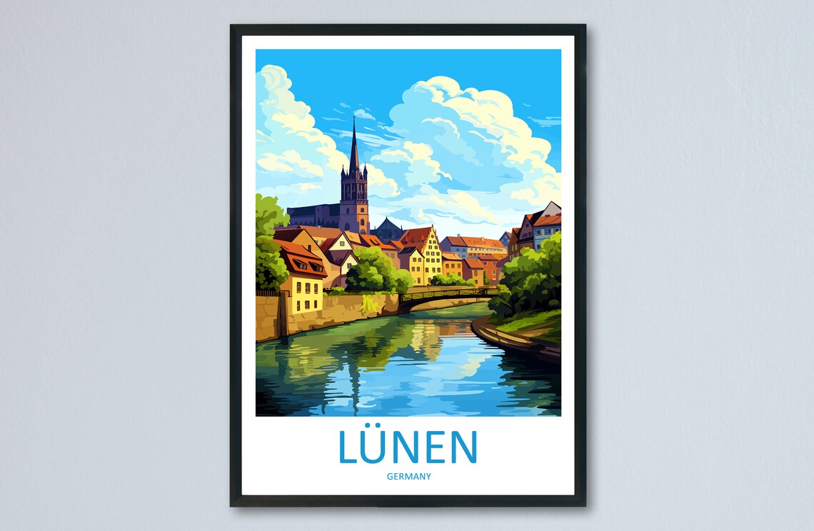 Lnen Germany Travel Poster, Europe Wall Decor